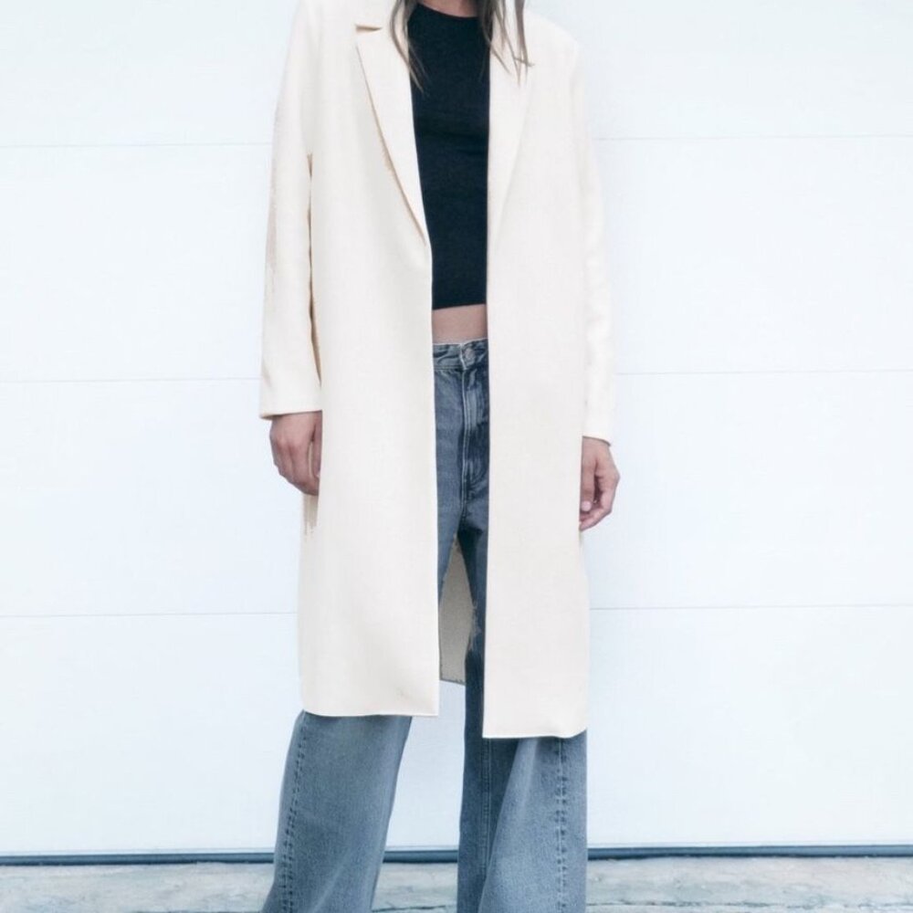 Zara Soft White Trench Coat Size XS